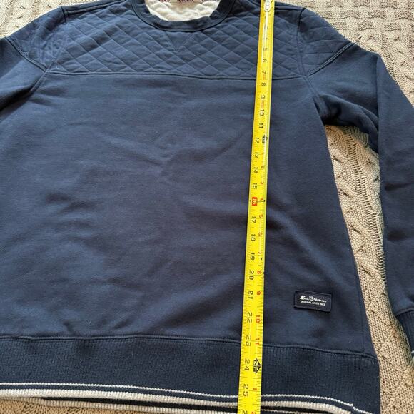 Ben Sherman Navy Blue Quilted Crew Neck Sweatshirt ~ M - Picture 7 of 10
